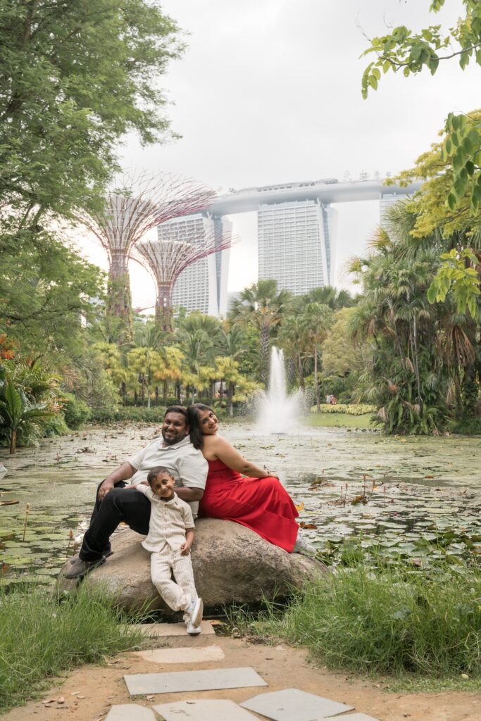 Couple photoshoot at the famous lily pond of gardens by the bay Singapore